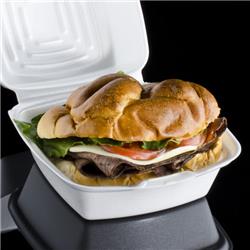 Picture of Dart 60HT1 CPC Hamburger Foam Hinged Lid Container&#44; White - Case of 500