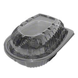 Picture of D & W Fine Pack & NPPC CT42CR-07CP-1 PE Black Large Rotisserie Inter Lock Container with Clear Lid - Case of 100
