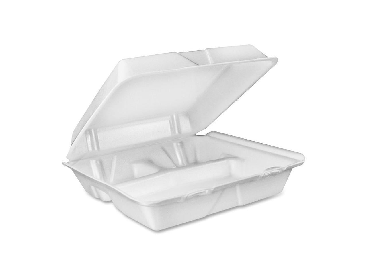 Picture of Dart 90HT3R PE 9 in. 3 Compartment Hinged Foam Container, White - Pack of 200
