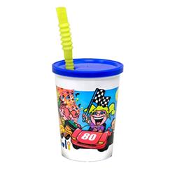 Picture of WNA Comet West VK3CARS PEC 12 oz Kids & Cars Cup with Straw & Lid - Case of 250