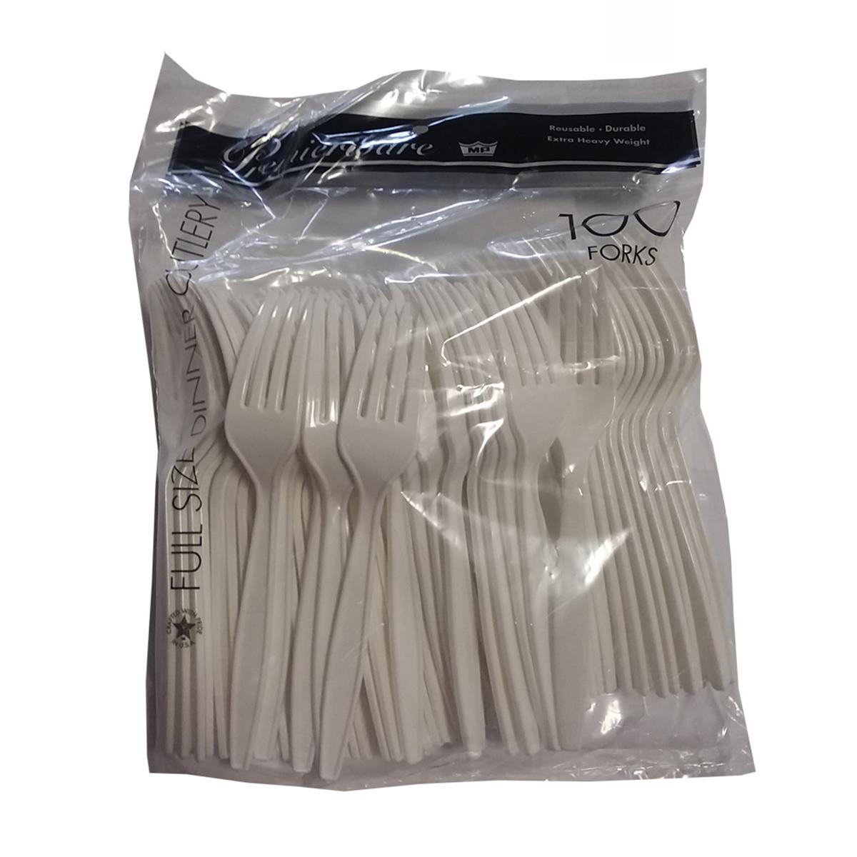 Picture of Maryland Plastics P51400WHT PE 100 Count White Premierware Polybagged Forks - Case of 1000