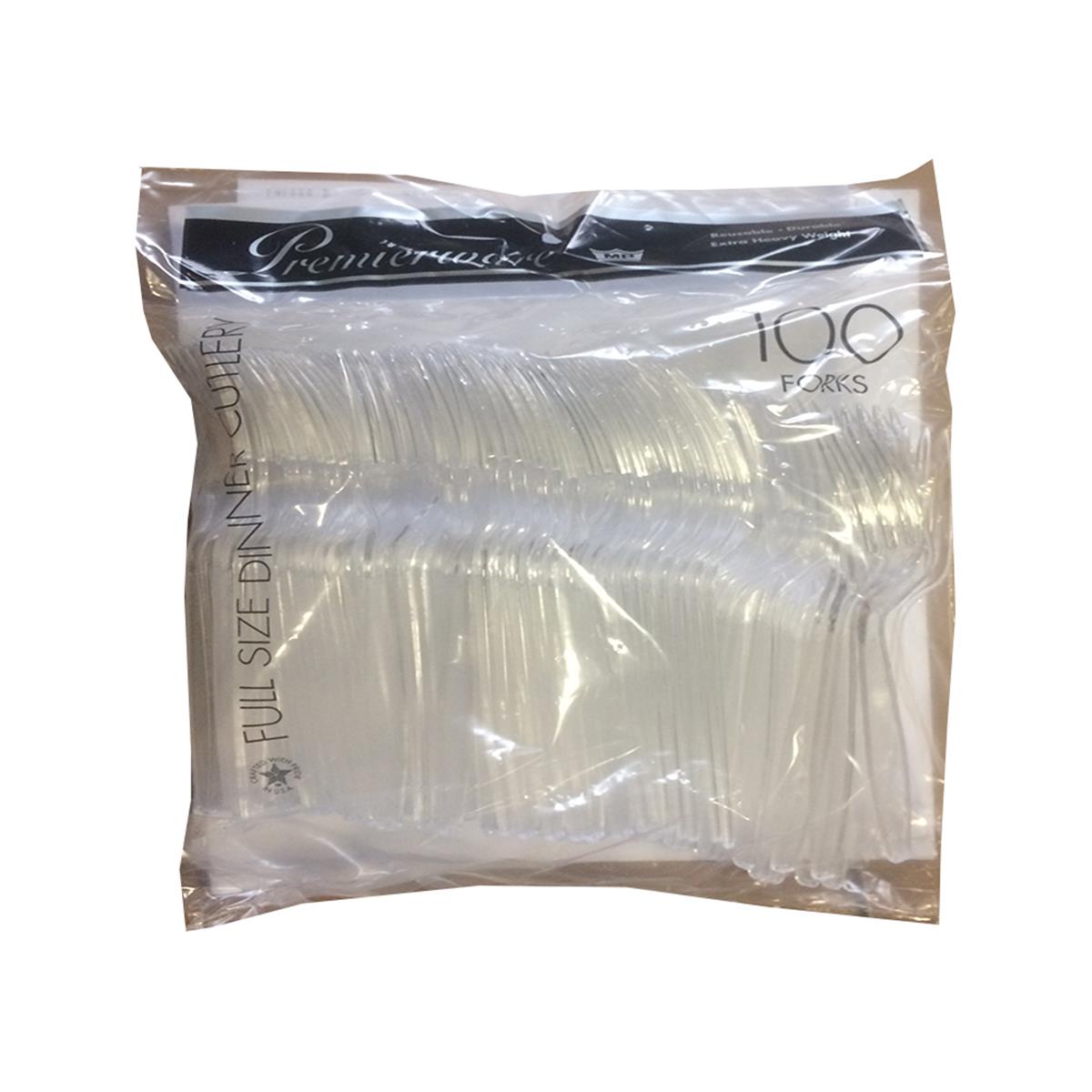 Picture of Maryland Plastics P51416CYS PE 100 Count Clear Premierware Polybagged Forks - Case of 1000