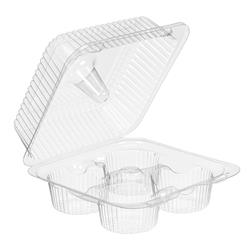 Picture of Inline Plastics SLP44A R3J 6.5 x 6.5 x 3.2 in. 4-Compartment Hinged Muffin Cupcake Pete Container - Case of 288