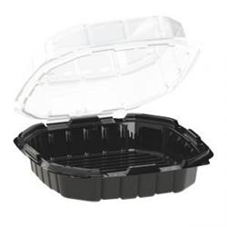 Picture of Anchor 4669020 9 x 9 in. Crisp Food Base P Hinged Container Lid&#44; Clear & Black - Case of 100