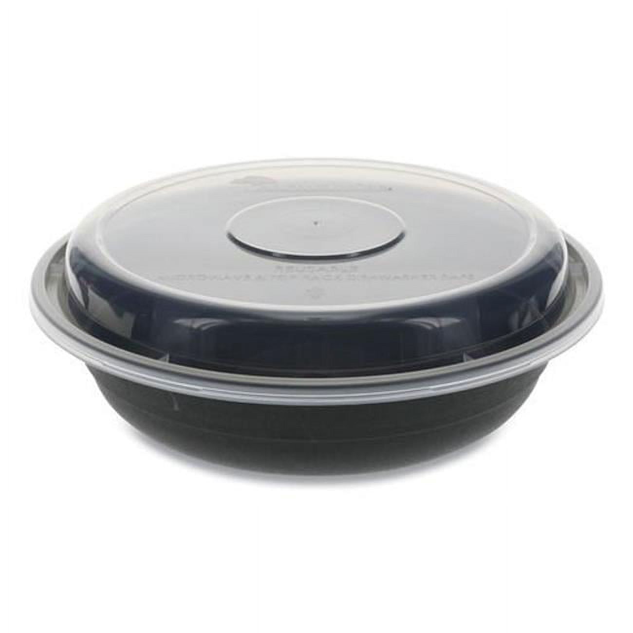 NV2GRN237B 23 oz P & P Versa2Go Round Container Combo, Black & Clear - Case of 150