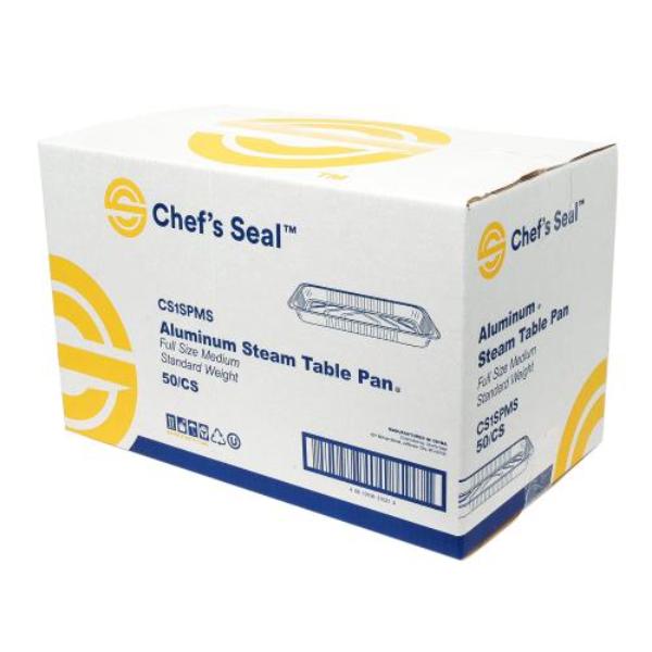 Picture of Chefs Seal CS1SPMS NJ Full Size Aluminum Standard Weight Medium Steam Pan&#44; Silver - Case of 50