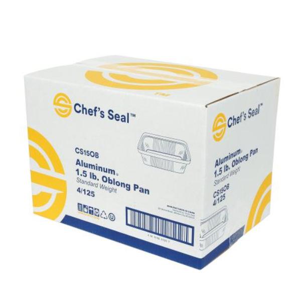 Picture of Chefs Seal CS15OB NJ 1.50 oz Aluminum Standard Weight Oblong Foil Pan&#44; Silver - Case of 500