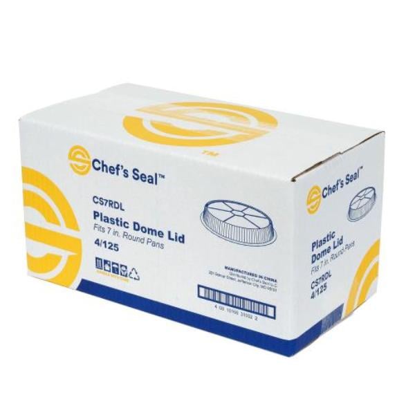 Picture of Chefs Seal CS7RDL NJ 7 in. Round Dome Lid Oriented Polystyrene for CS7R Pan&#44; Clear - Case of 500