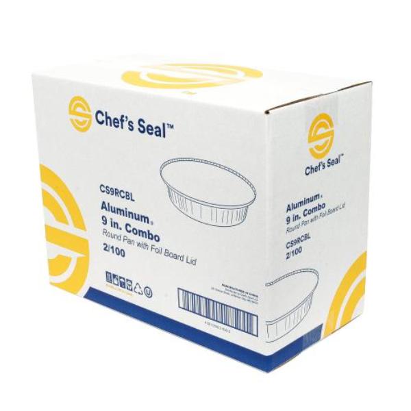 Picture of Chefs Seal CS9RCBL NJ 9 in. Aluminum Pan with White Board Lid - Case of 200