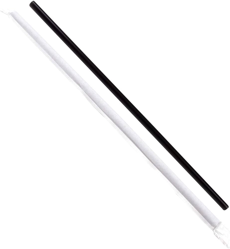 Picture of Jovials J775BKXA5 NJ 7.75 in. Jumbo Paper Wrapped Straws&#44; Black - Case of 5000