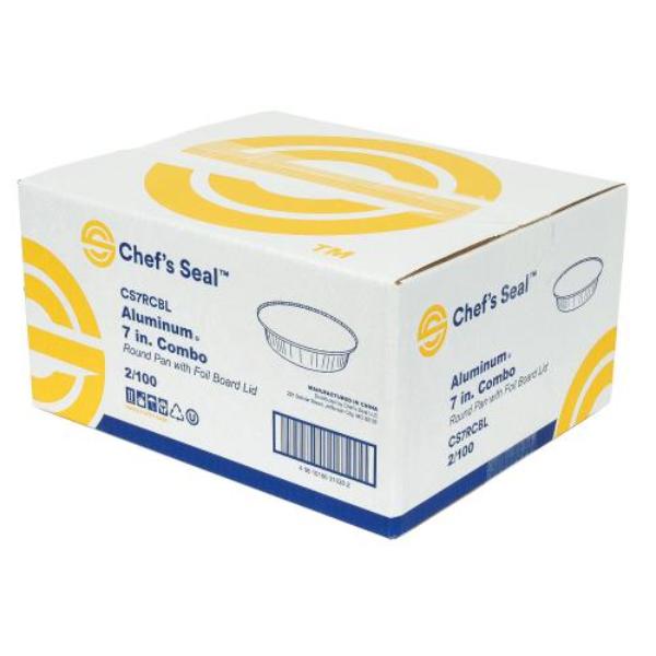 Picture of Chefs Seal CS7RCBL NJ Aluminum 7 in. Pan with White Board Lid - Case of 200