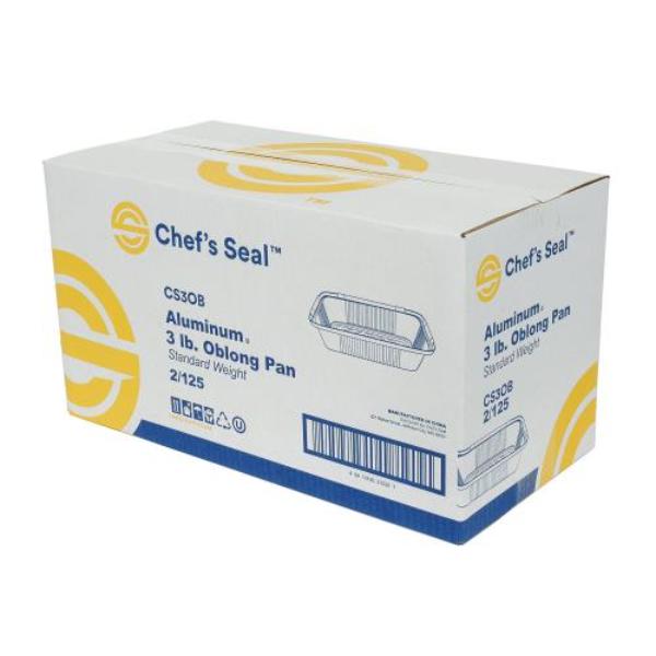 Picture of Chefs Seal CS3OB NJ 3.0 oz Aluminum Standard Weight Oblong Foil Pan&#44; Silver - Case of 250
