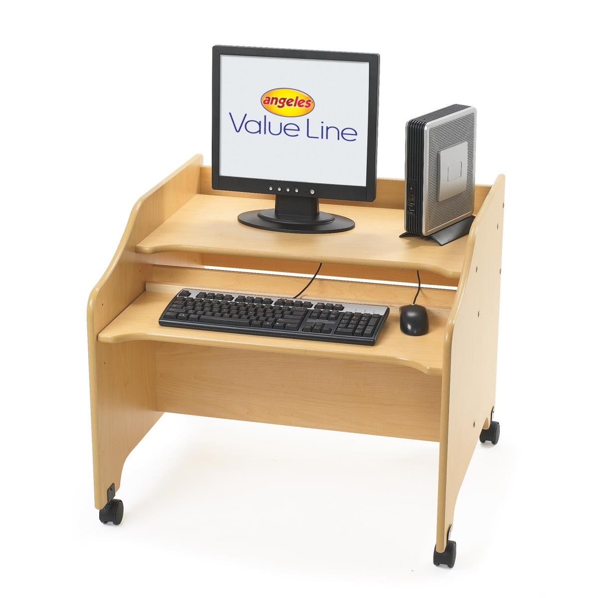 Picture of Angeles ANG7164 Value Line Single Computer Station - Maple - 26 x 29 x 29 in.