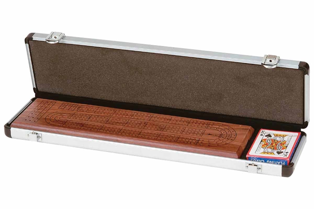 2425AL  2425 AL - 3 Track Walnut Cribbage in Aluminum Case