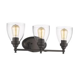 CH2S004RB23-BL3 Elissa Transitional 3 Light Rubbed Bronze Bath Vanity Light Clear Glass - 23 in.