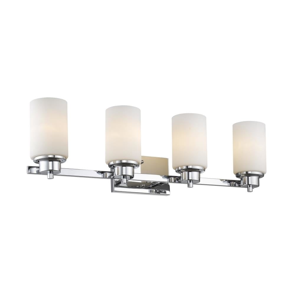 Scarlett Contemporary 4 Light Chrome Finish Bath Vanity Light Etched White Glass - 29 in.