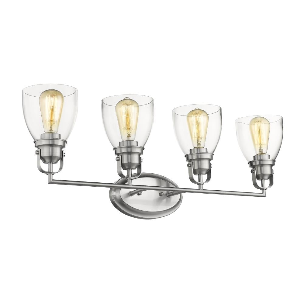 Lily Contemporary 4 Light Brushed Nickel Bath Vanity Light Clear Glass - 31 in.