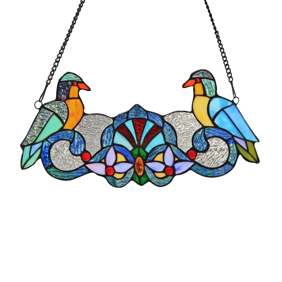 Perch Tiffany-Glass Window Panel - 16 x 21 in.
