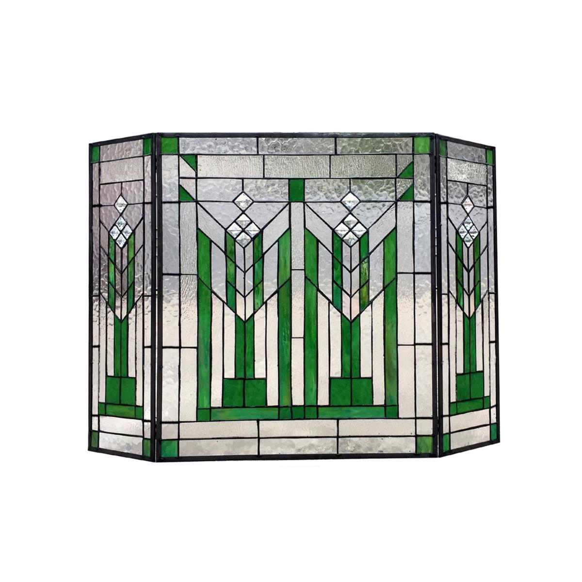 Picture of Chloe Lighting CH1F980GG38-GFS Benjamin Mission 3Pcs Folding Tiffany-Glass Fireplace Screen - 38 in.