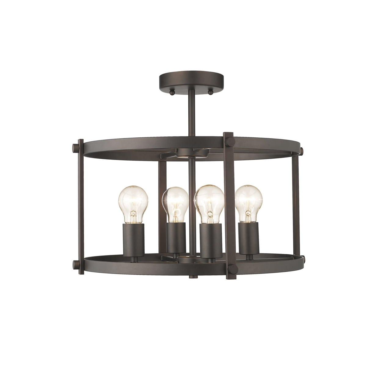 Ironclad Farmhouse 4 Light Rubbed Bronze Convertible Semi-Flush Ceiling Fixture - 17.5 in.