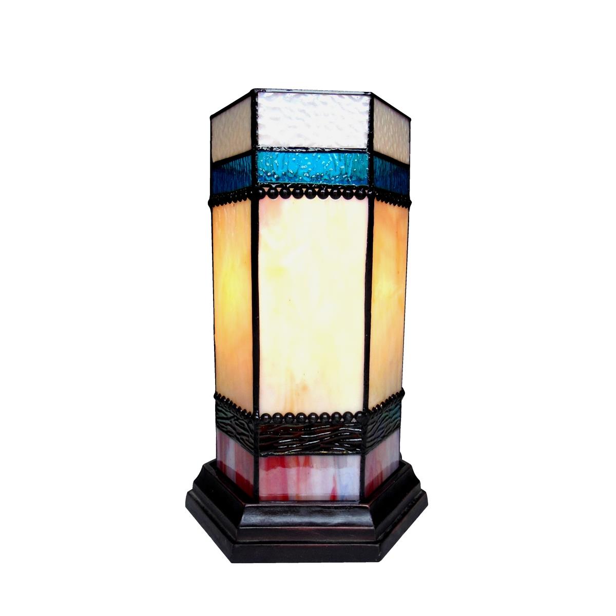 14 in. Tall Chester Tiffany Glass Accent Pedestal 1 Light Table Lamp