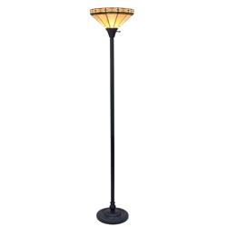 Picture of Chloe Lighting CH31315MI14-TF1 14 in. Belle Tiffany-Style Mission Blackish Bronze 1 Light Torchiere Lamp