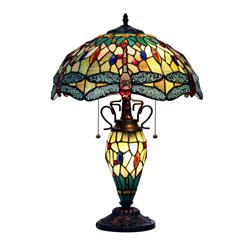 CH3T471GD16-DT3 16 in. Empress Tiffany-Style Dark Bronze 3 Light Double Lit Table Lamp -  CHLOE Lighting