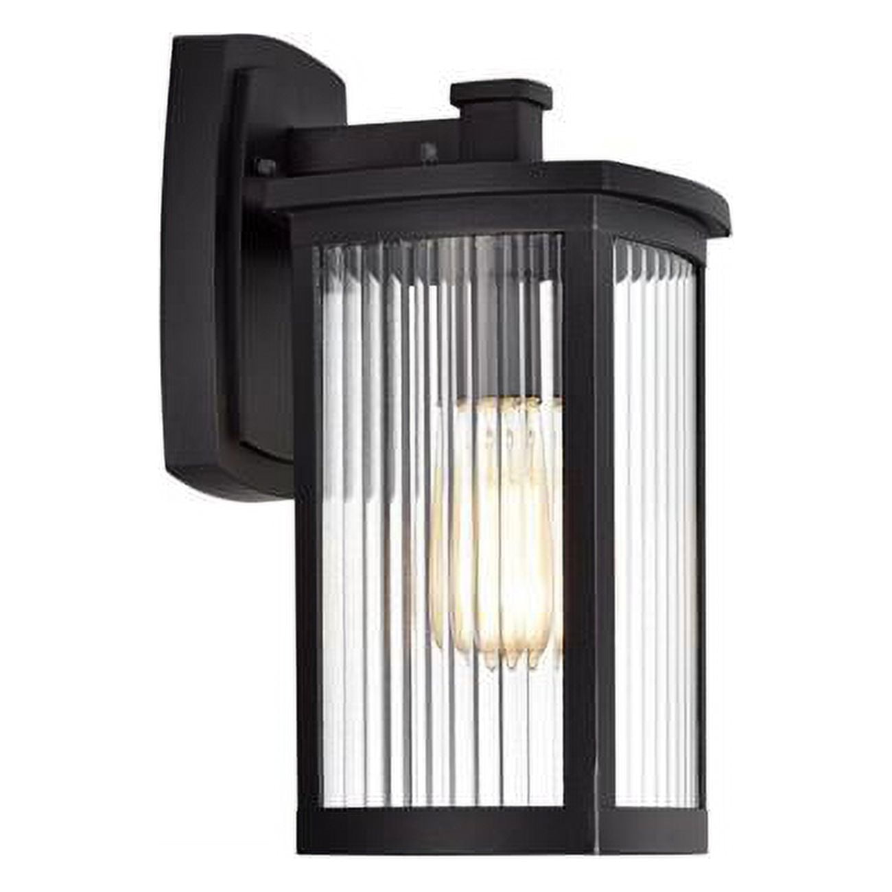 14 in. Evie Transitional 1 Light Outdoor Wall Sconce, Textured Black