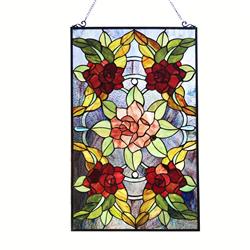 Picture of Chloe Lighting CH1P033RF32-GPN 32 in. Canna Tiffany-Style Floral Stained Glass Window Panel&#44; Multi Color