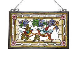 CH3P199PA32-GPN 18 x 25 in. Aylee Tiffany-Style Victorian Design Window Panel, Multi Color