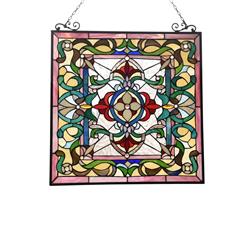 CH3P200GV25-GPN 24 x 25 in. Kuno Tiffany-Style Animal Design Window Panel, Multi Color