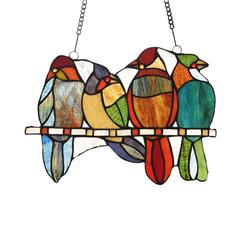 Nectar Tiffany-Style Window Panel - Multi Color - 15 x 8 in. - Unique Design