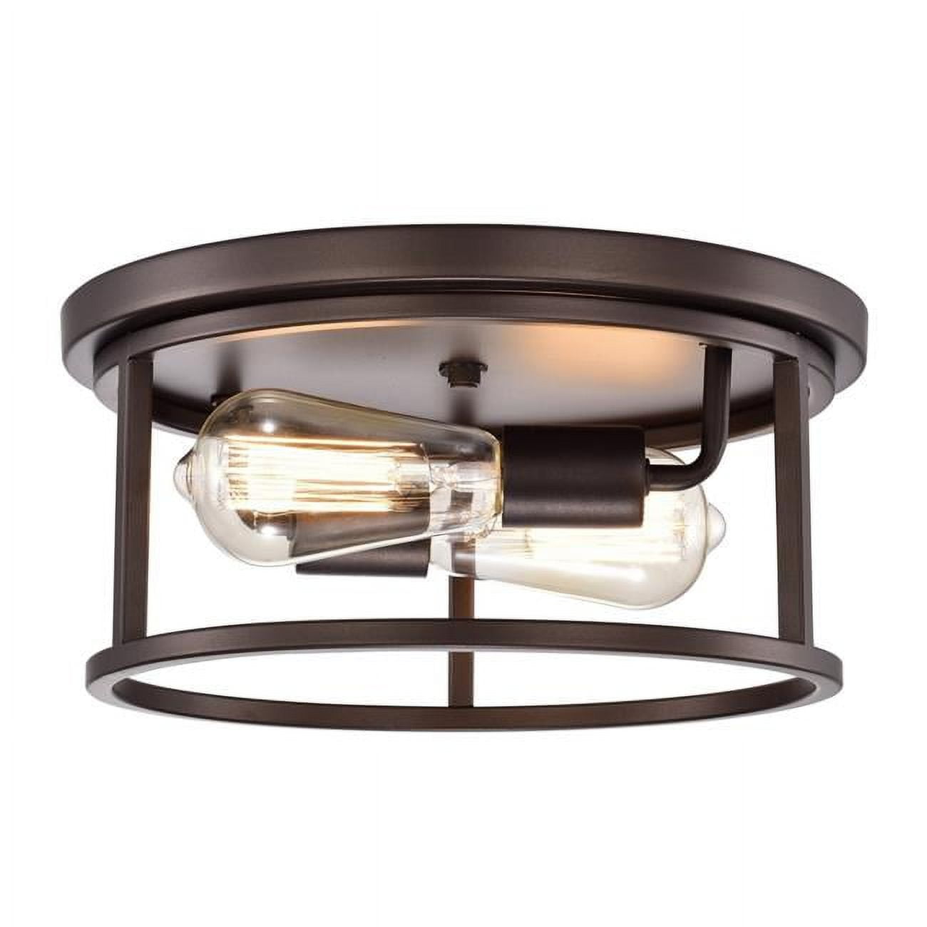 12 in. Ironclad Industrial 2 Light Ceiling Flush Fixture, Oil Rubbed Bronze