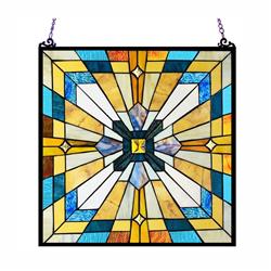 Picture of Chloe Lighting CH1P167BM20-GPN 20 in. Antoinette Tiffany-Style Mission Stained Glass Window Panel&#44; Multi Color