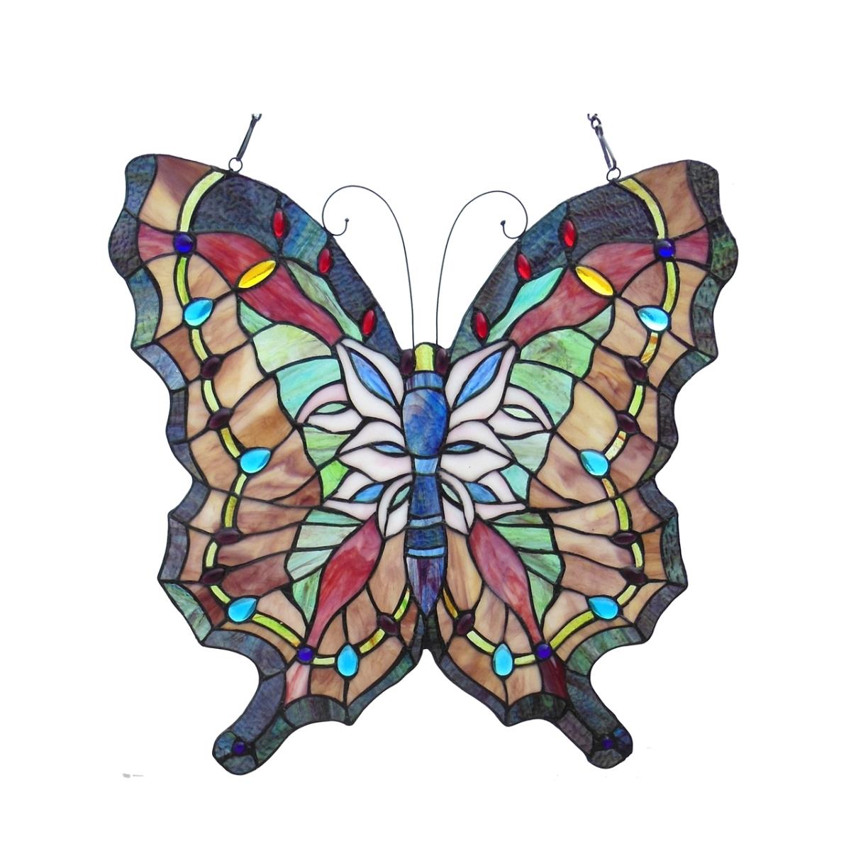 Picture of Chloe CH1P973PA22-GPN 22 x 22 in. Lighting Papilio Tiffany Glass Butterfly Window Panel - Black