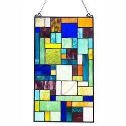 Picture of Chloe Lighting CH1P800RM23-GPN 23 in. Rosalinda Tiffany-Style Geometric Stained Glass Window Panel&#44; Multi Color