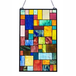 Picture of Chloe Lighting CH1P876JM25-GPN 25 in. Verna Tiffany-Style Geometric Stained Glass Window Panel&#44; Multi Color