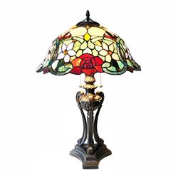 CH1T231RF17-TL2 26 in. Piper Tiffany-Style Floral Stained Glass Table Lamp, Antique Bronze -  CHLOE Lighting