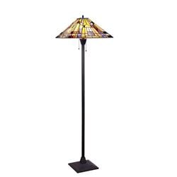 Picture of Chloe Lighting CH33293MS18-FL2 18 in. Shade Kinsey Tiffany-Style Blackish Bronze 2-Light Mission Floor Lamp