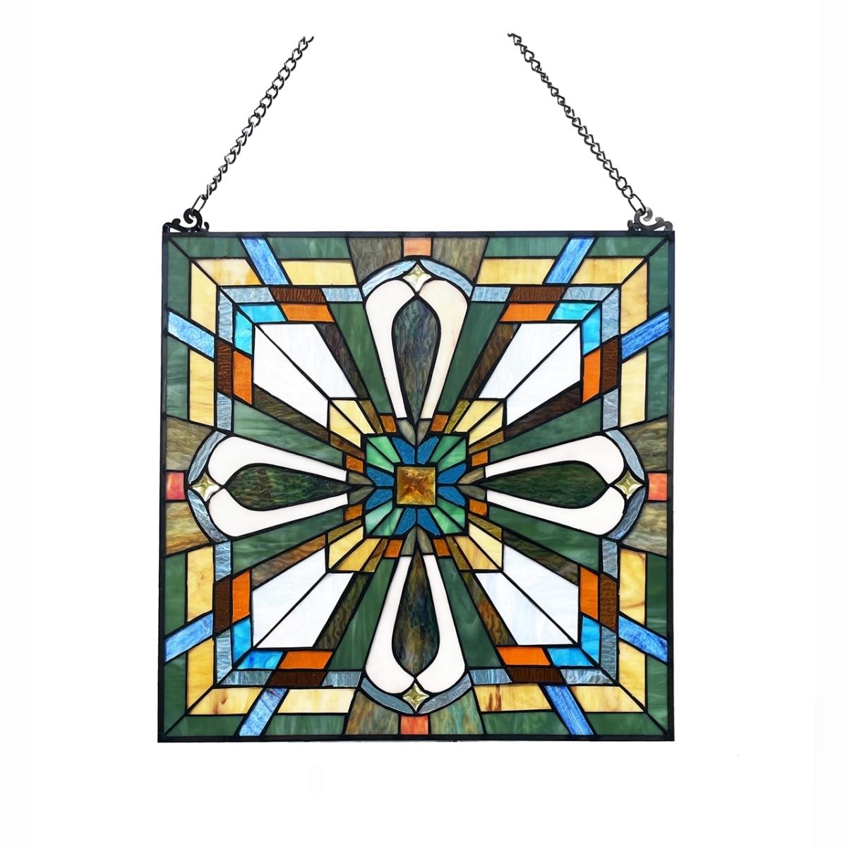 CH1P450VM20-SQR 20 in. Archie Mission-style Stained Glass Window Panel