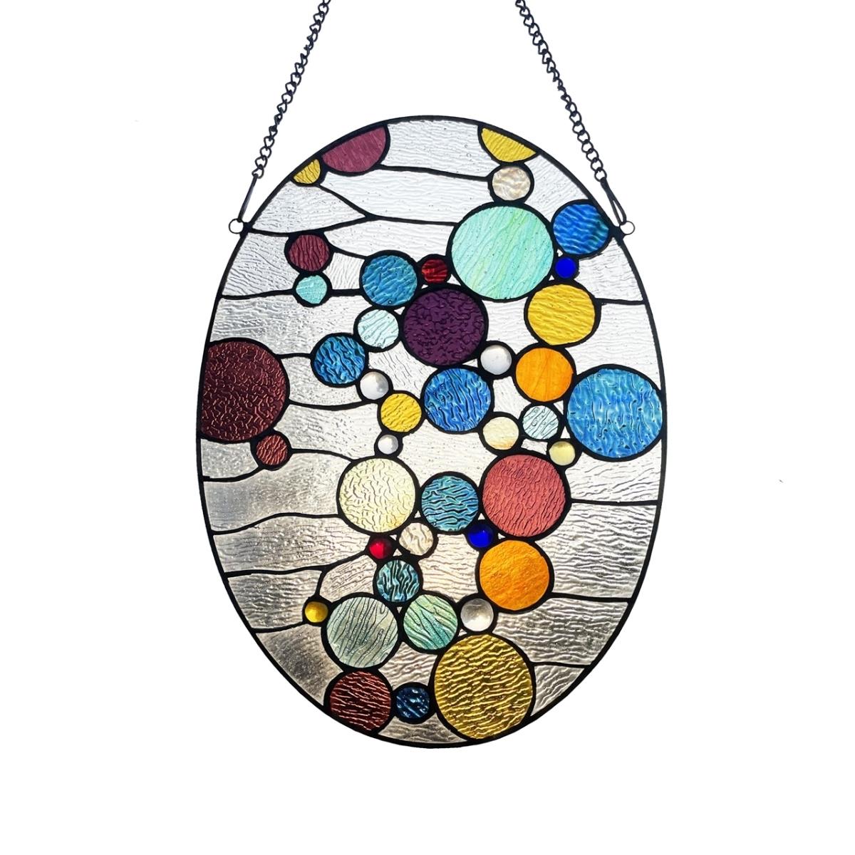 CH1P639CG20-VOV 20 in. Bubbles Geometric-style Stained Glass Window Panel
