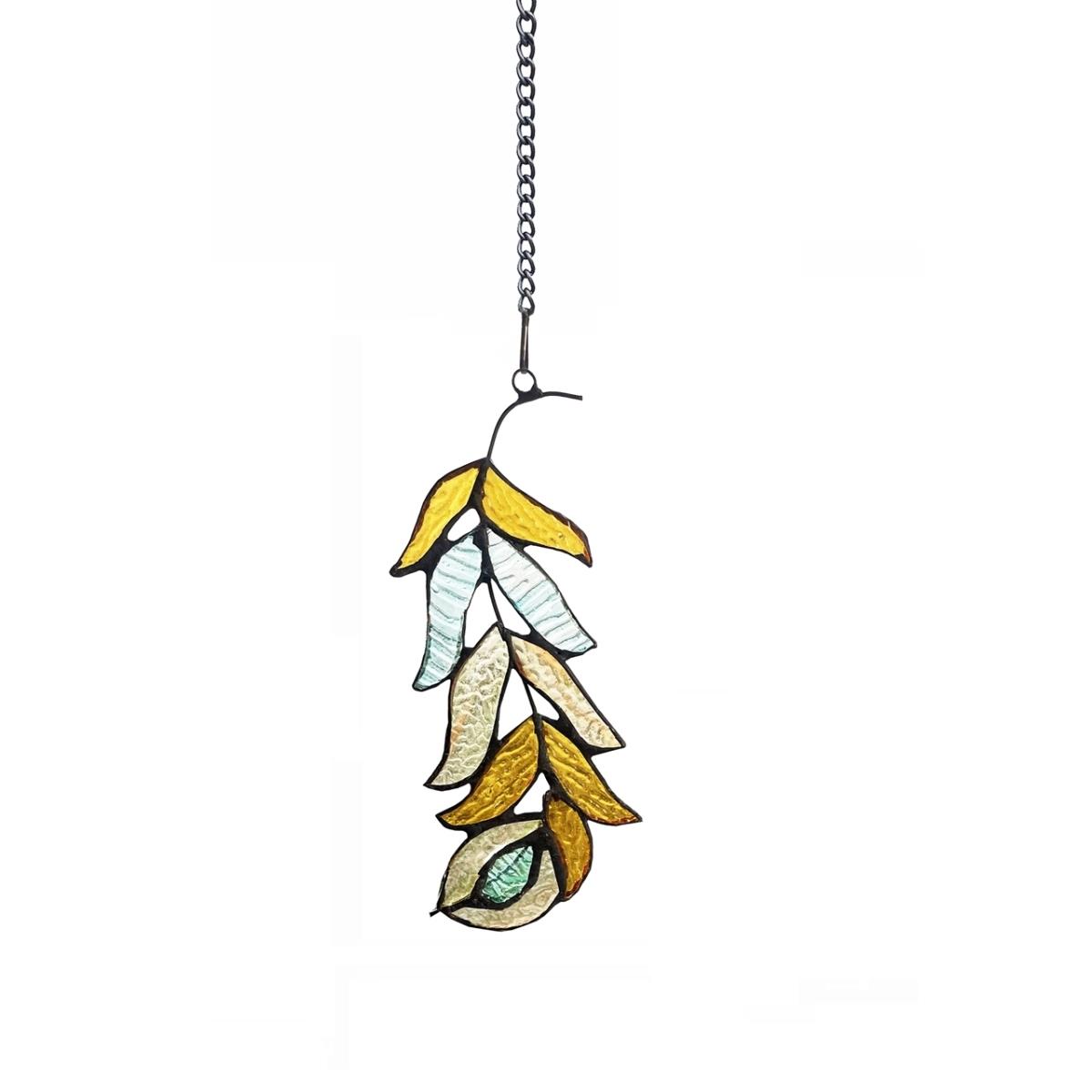 CH1P605PC07-FTA 7 in. Feather Tiffany-style Stained Glass Window Panel