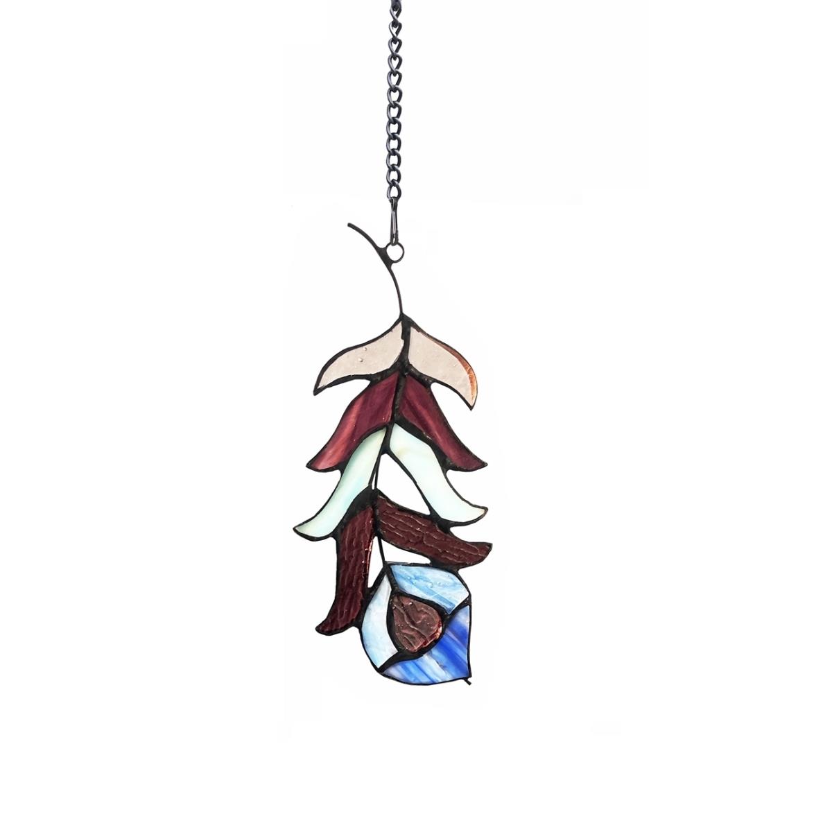 CH1P605PC07-FTB 7 in. Feather Tiffany-style Stained Glass Window Panel