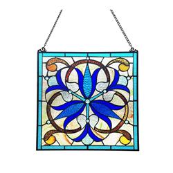 Picture of Chloe Lighting CH1P641BV16-SQR 16 in. Bell Flower Victorian Style Stained Glass Window Panel&#44; Black