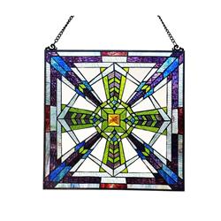 Picture of Chloe Lighting CH1P654BM18-SQR 18 in. Aylmer Mission Style Stained Glass Window Panel&#44; Black