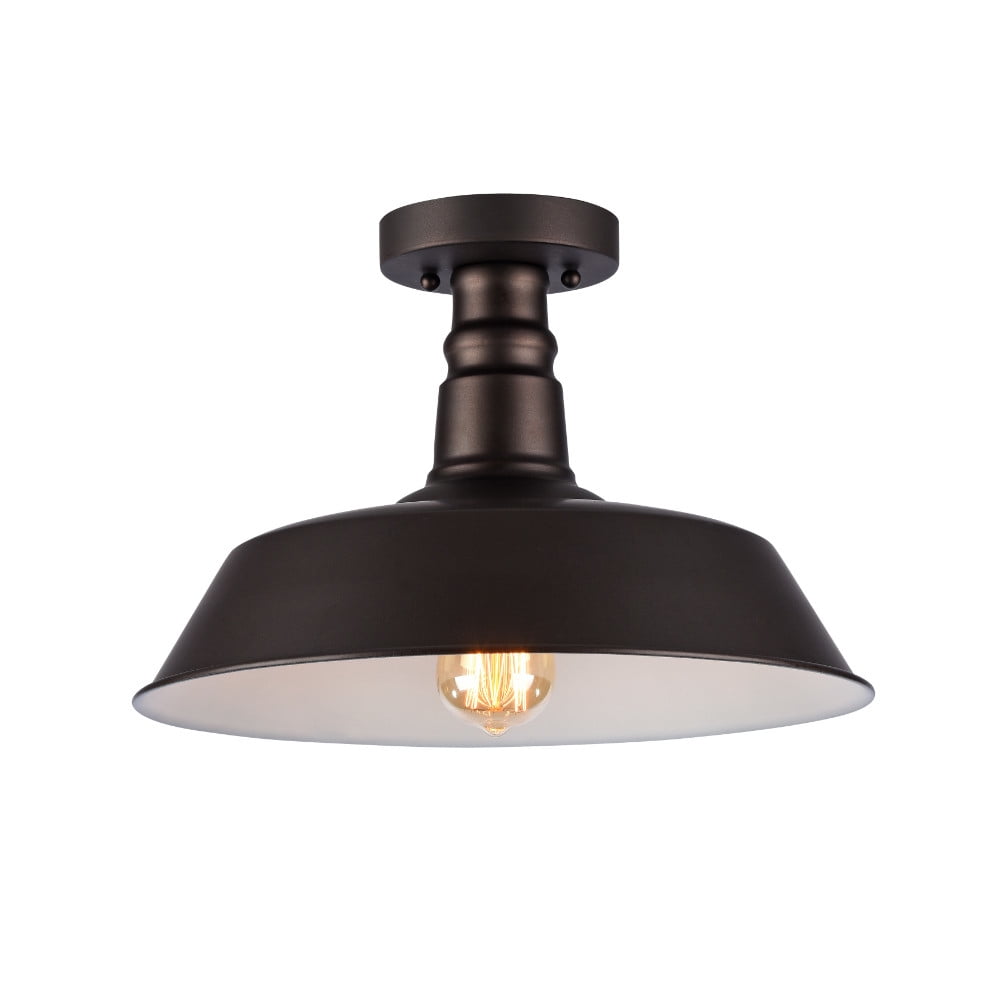 Picture of Chloe CH54032RB14-SF1 14 in. Lighting Ironclad Industrial-Style 1 Light Rubbed Bronze Semi-Flush Ceiling Fixture - Oil Rubbed Bronze