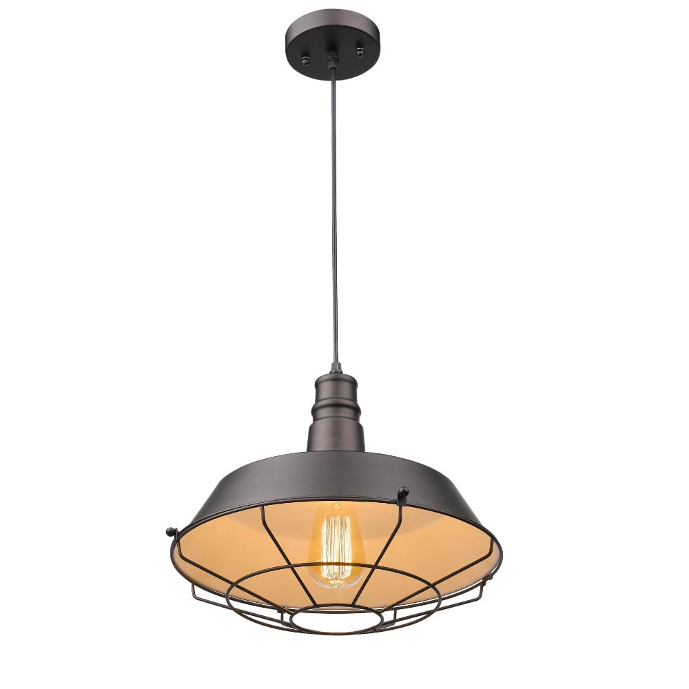 14 in. Shade Lighting Ironclad Industrial-Style 1 Light Ceiling Mini Pendant - Oil Rubbed Bronze -  SUPERSHINE, SU2542822