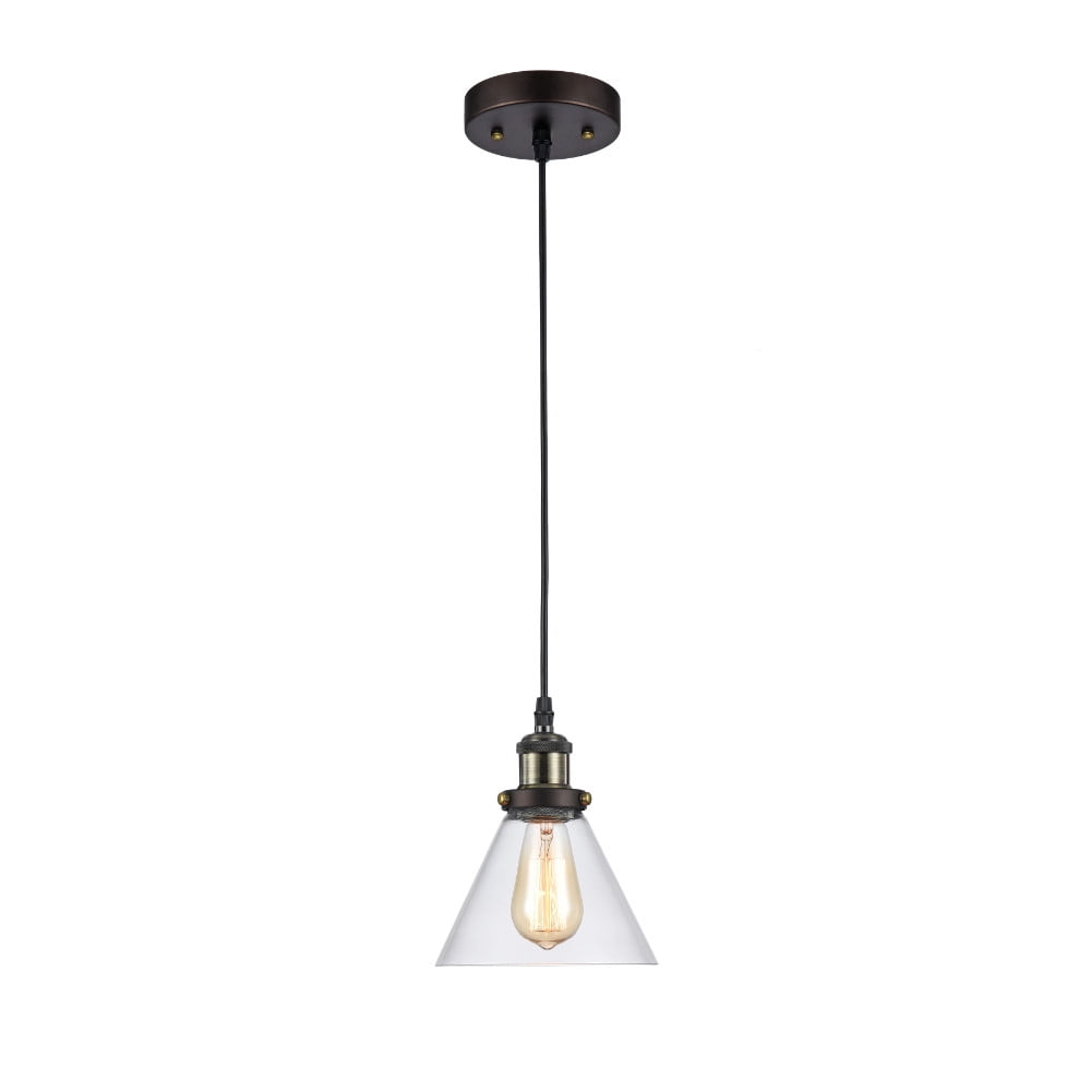 7 in. Shade Lighting Manette Industrial-Style 1 Light Rubbed Bronze Ceiling Mini Pendant - Oil Rubbed Bronze -  SUPERSHINE, SU1527432