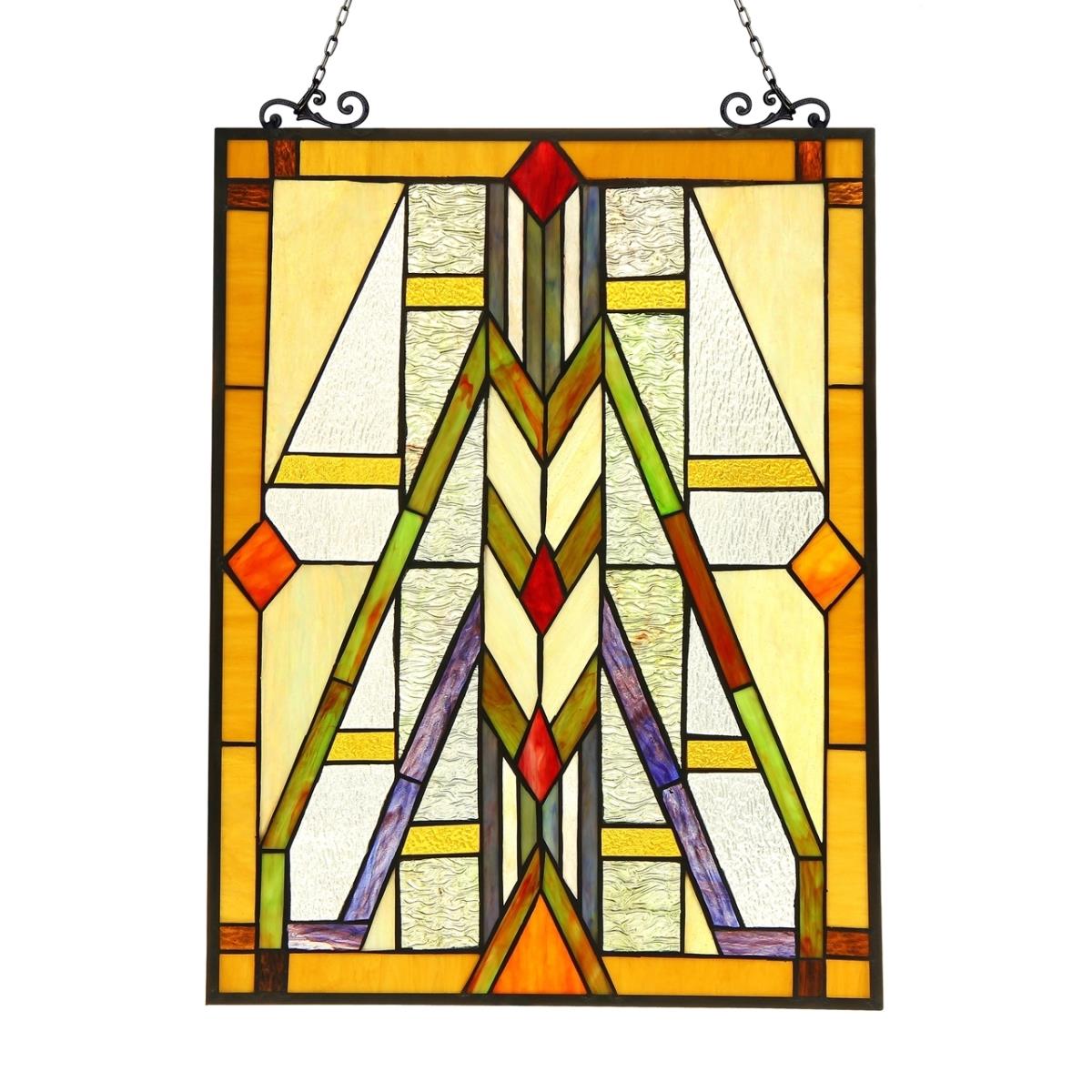 Picture of Chloe CH3P807GO25-GPN 17.5 x 25 in. Lighting Menahem Tiffany Glass Window Panel - Black
