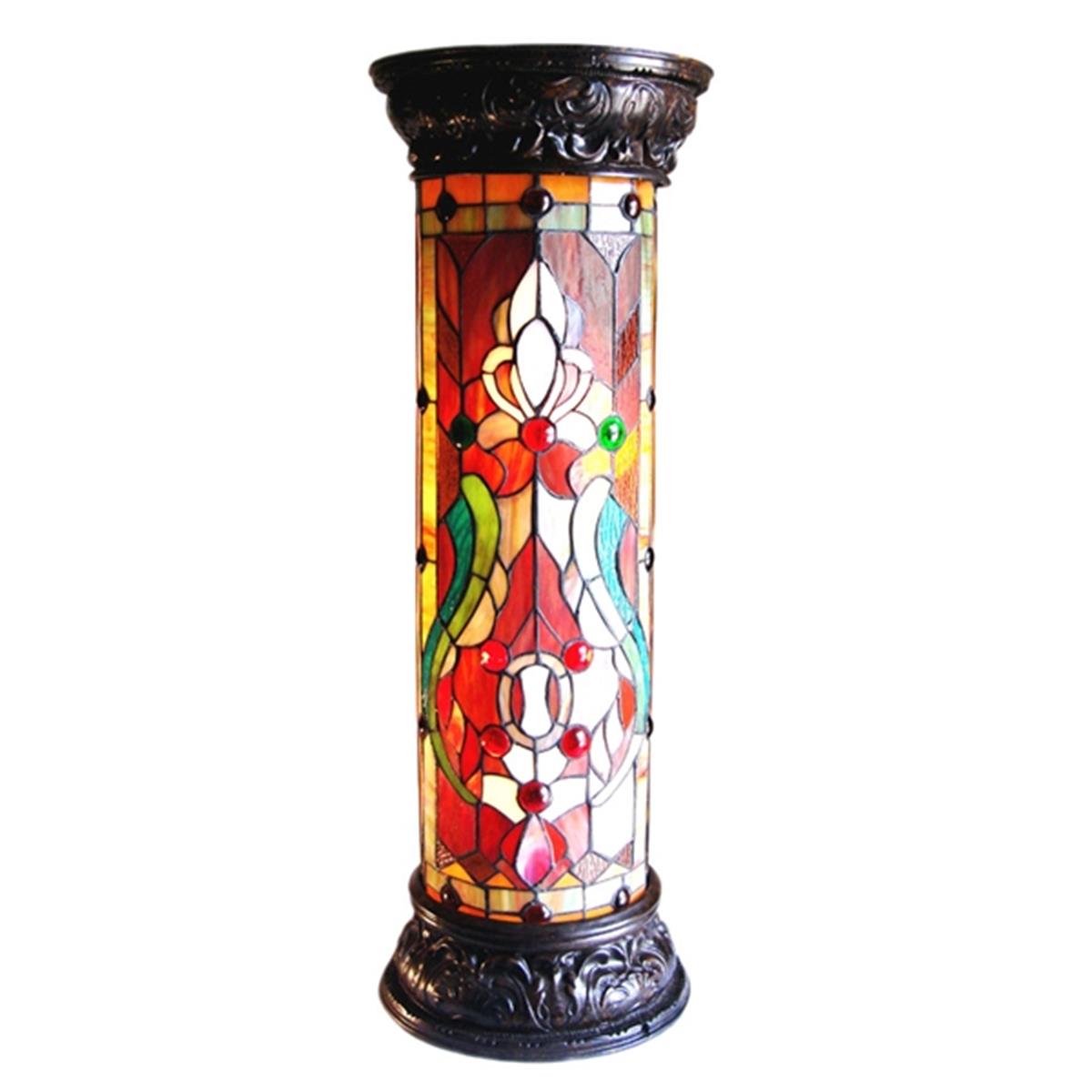 Picture of Chloe CH19405RV30-PL2 30 in. Lighting Ruby Spectacle Tiffany Glass 2 Light Victorian Pedestal Light Fixture